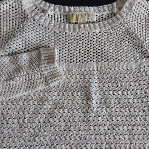 MICHAEL KORS Women's Size Small White Crochet Long Sleeve Knit Sweater - Picture 1 of 6